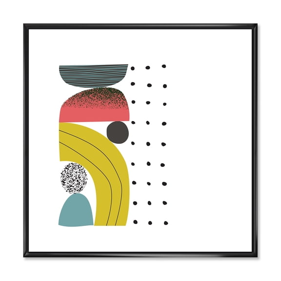Designart 'Abstract Colorful Geometric Art Collage I' Modern Framed Canvas Wall Art Print