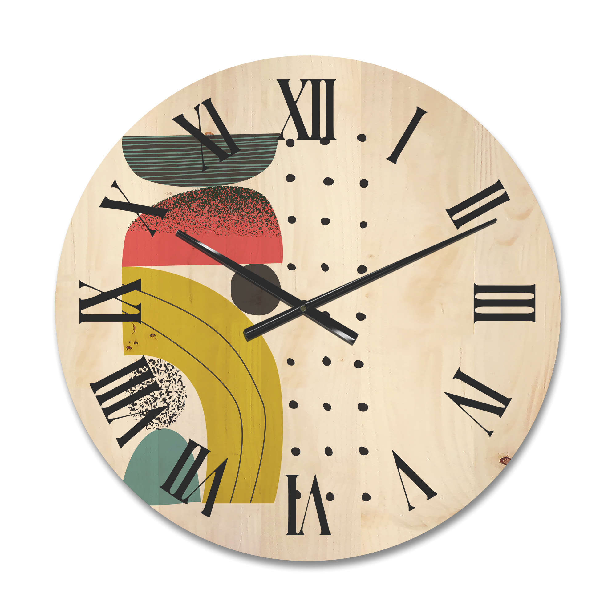 Designart 'Abstract Colorful Geometric Art Collage I' Modern Wood Wall Clock