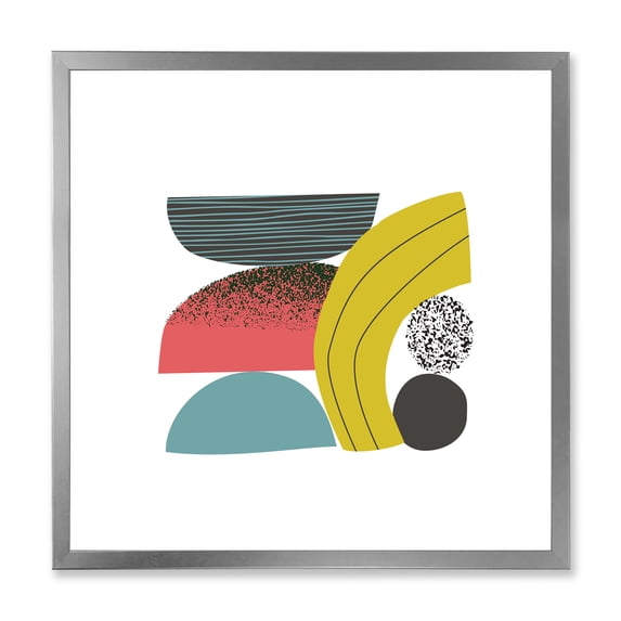 Designart 'Abstract Colorful Geometric Art Collage II' Modern Framed Art Print