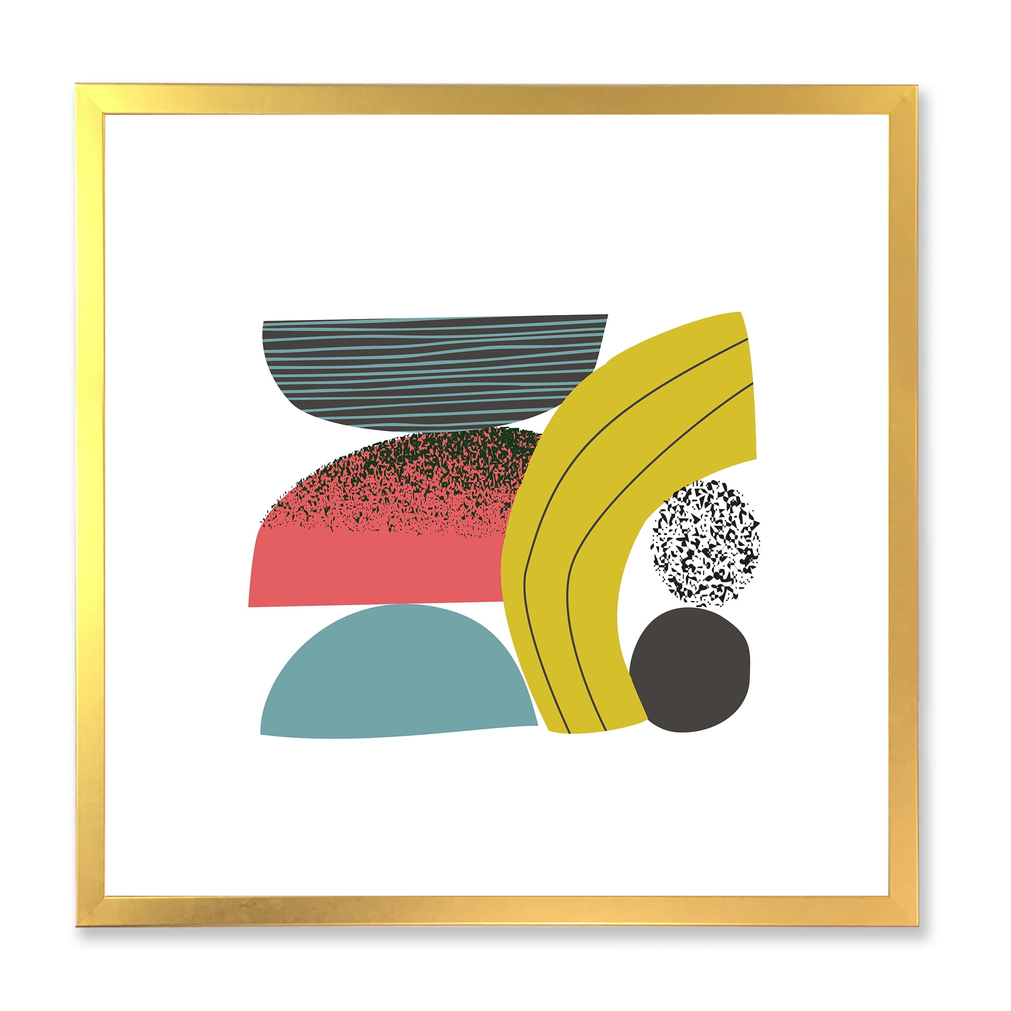 Designart 'Abstract Colorful Geometric Art Collage II' Modern Framed Art Print