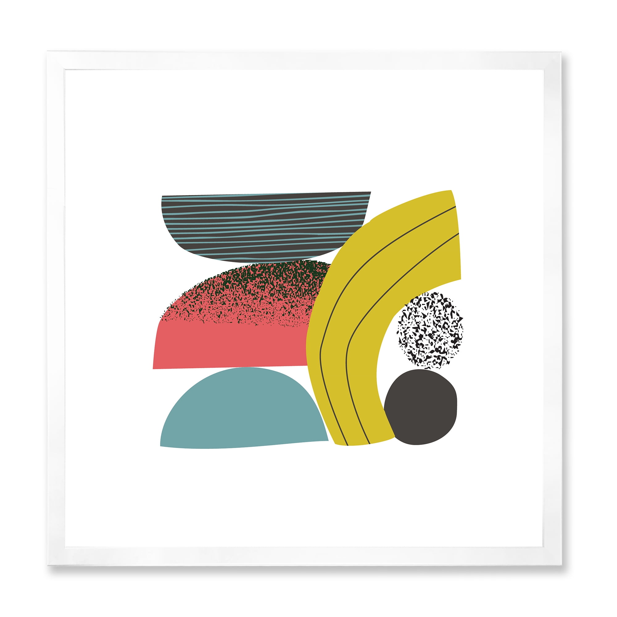 Designart 'Abstract Colorful Geometric Art Collage II' Modern Framed Art Print
