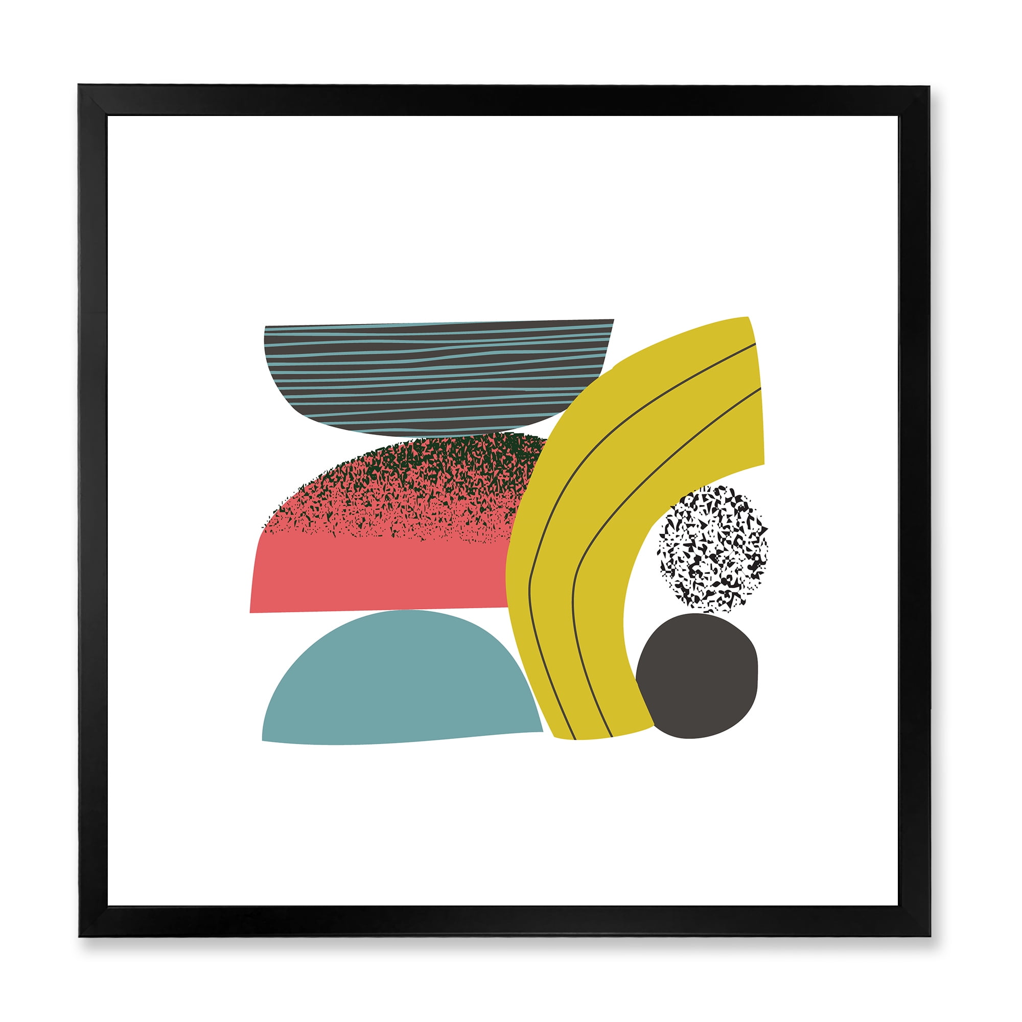 Designart 'Abstract Colorful Geometric Art Collage II' Modern Framed Art Print