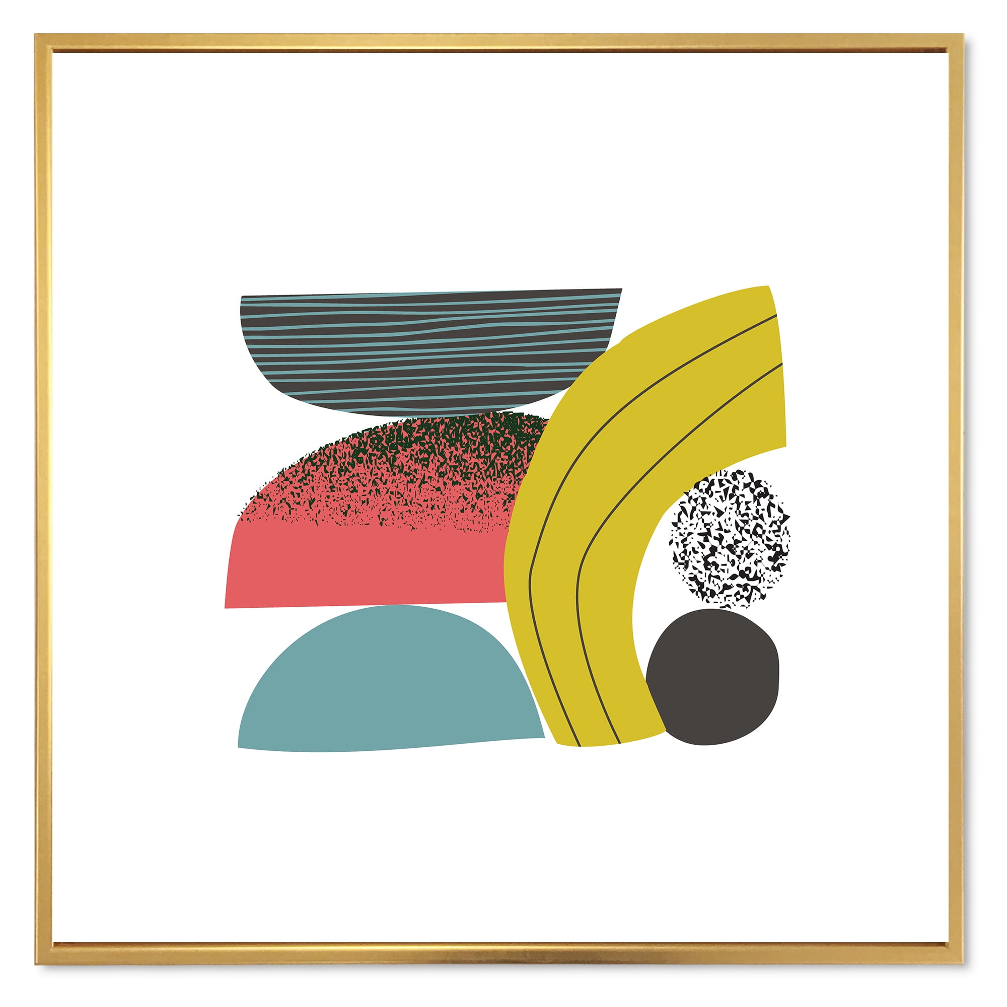 Designart 'Abstract Colorful Geometric Art Collage II' Modern Framed Canvas Wall Art Print