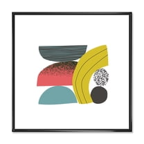 Designart 'Abstract Colorful Geometric Art Collage II' Modern Framed Canvas Wall Art Print