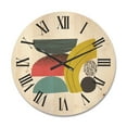 thumbnail image 1 of Designart 'Abstract Colorful Geometric Art Collage II' Modern Wood Wall Clock, 1 of 5