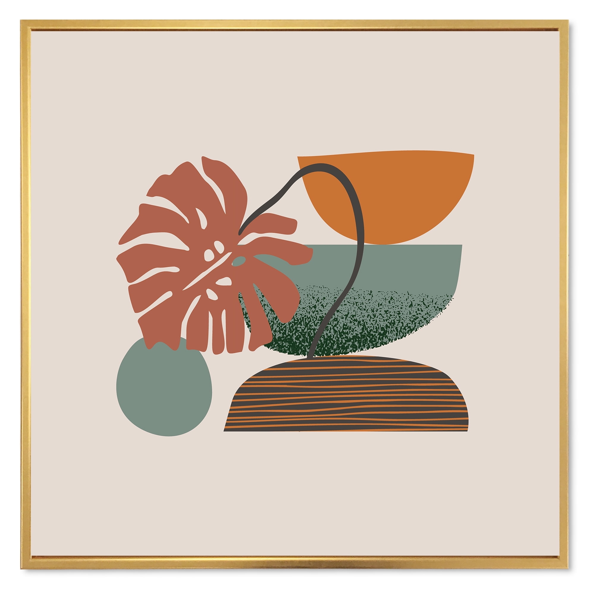 Designart 'Abstract Colorful Geometric Art Collage III' Modern Framed Canvas Wall Art Print