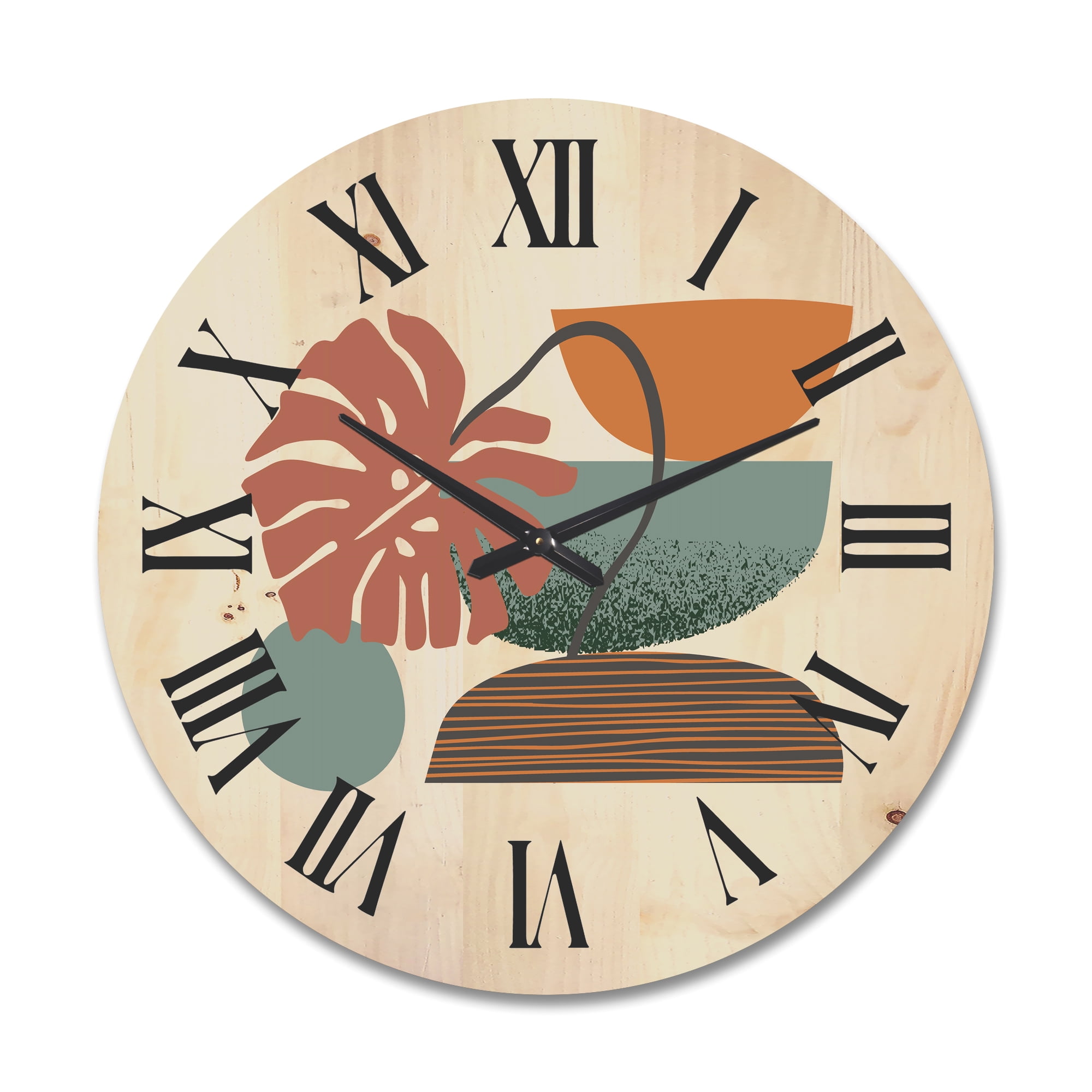 Designart 'Abstract Colorful Geometric Art Collage III' Modern Wood Wall Clock
