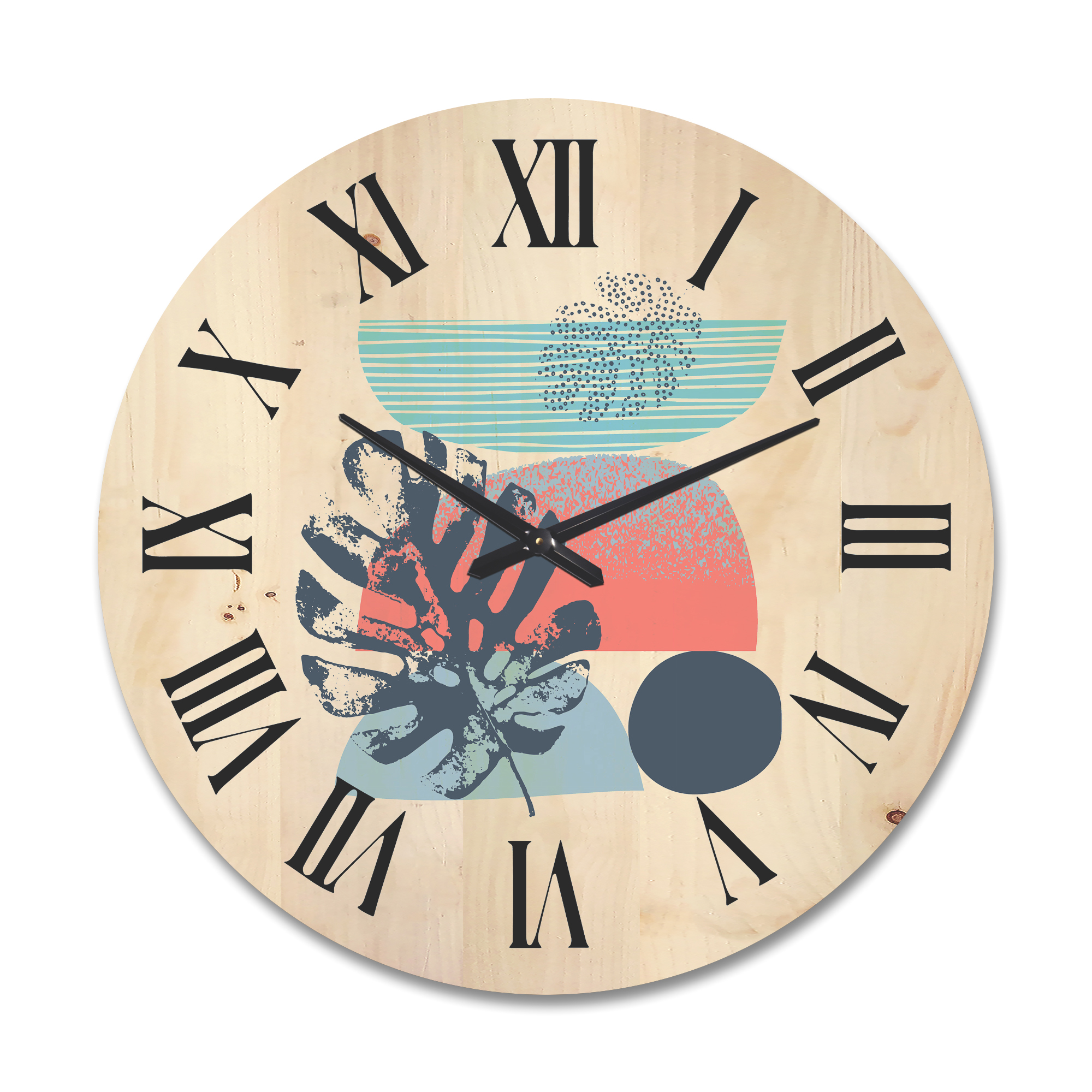 Designart 'Abstract Colorful Geometric Art Collage IV' Modern Wood Wall Clock