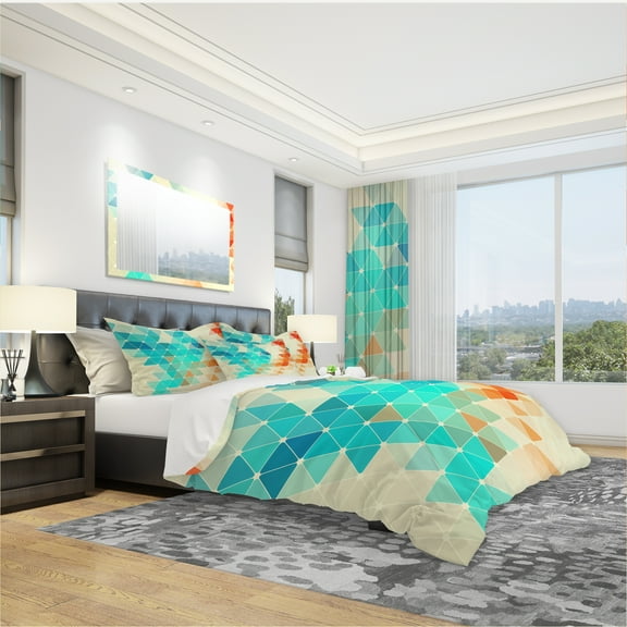 Designart 'Abstract Colorful Geometric Pattern' Modern Duvet Cover Set