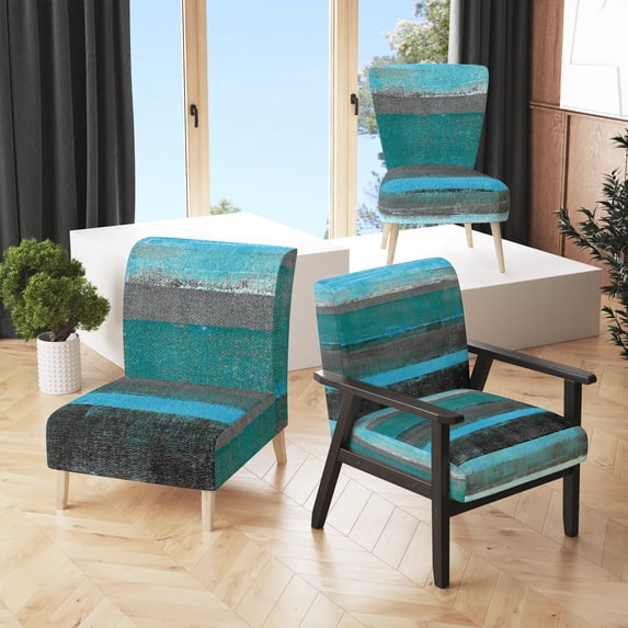 Designart "Abstract Colorful Lines Pattern Grunge" Upholstered Modern Accent Chair and Arm Chair