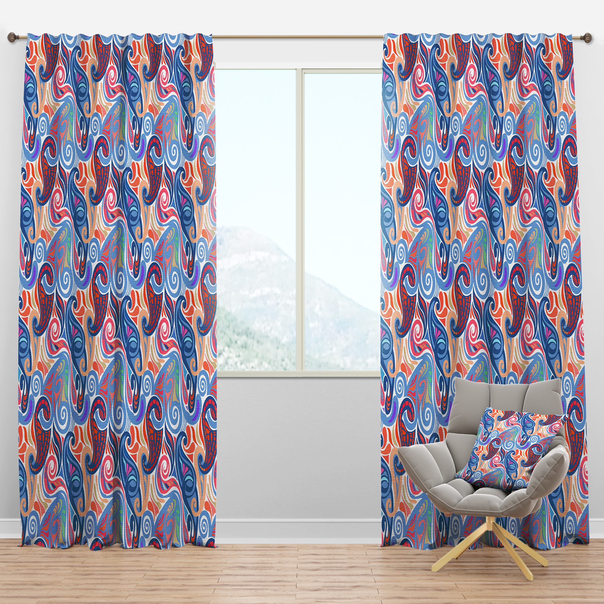 Designart 'Abstract Colorful Paisley Pattern' Modern Blackout Curtain Panel