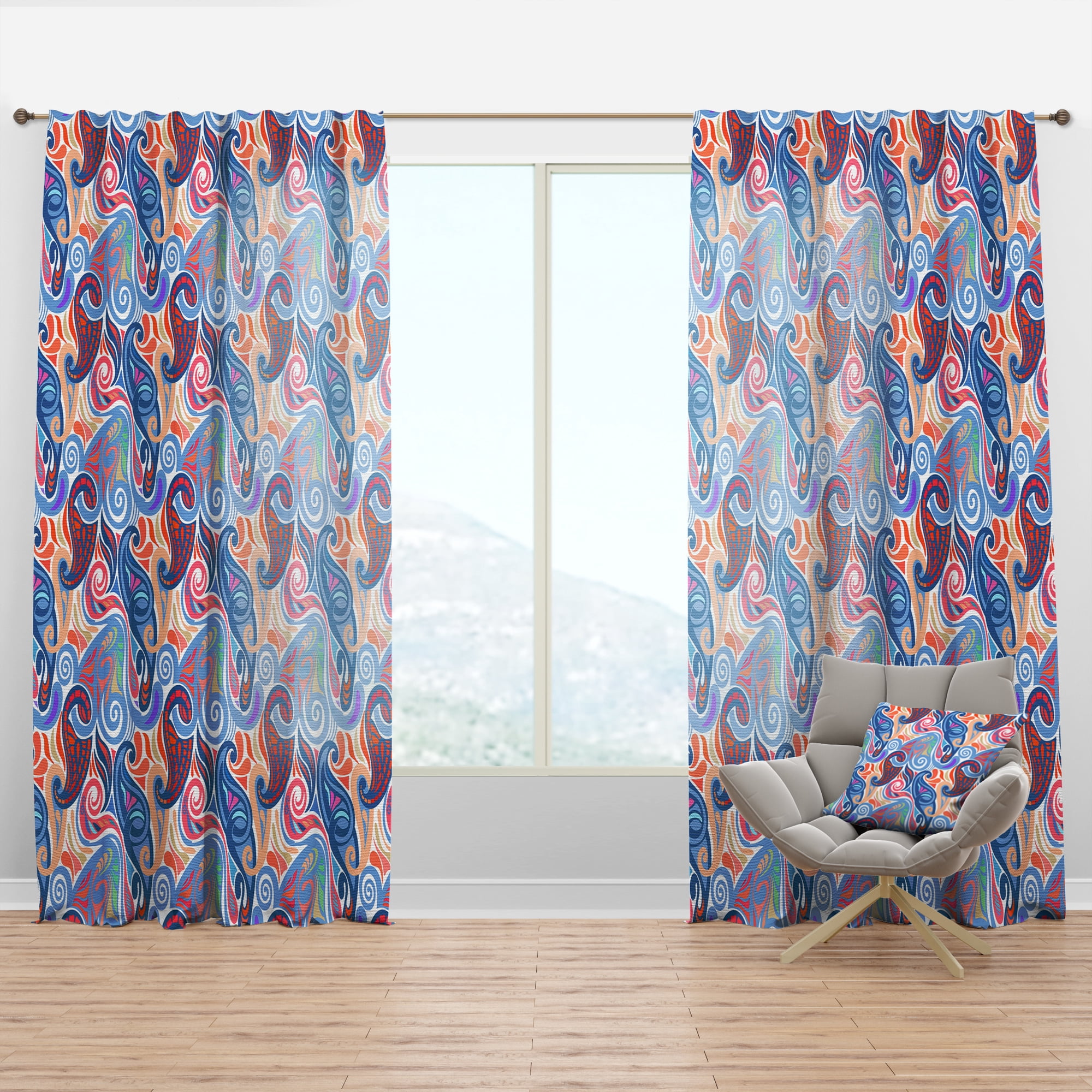 Designart 'Abstract Colorful Paisley Pattern' Modern Curtain Panel