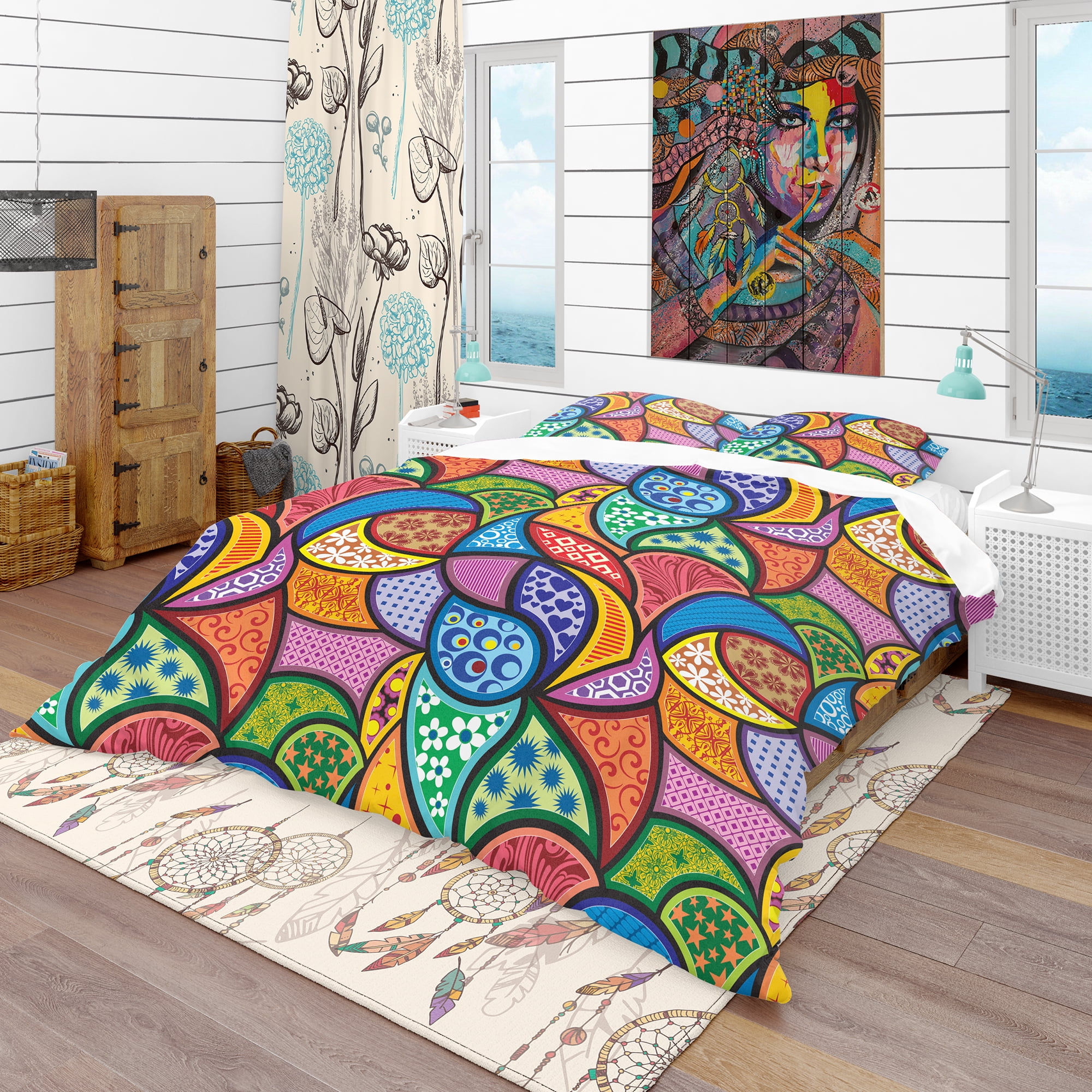 Designart 'Abstract Colorful Pattern' Bohemian & Eclectic Duvet Cover Set