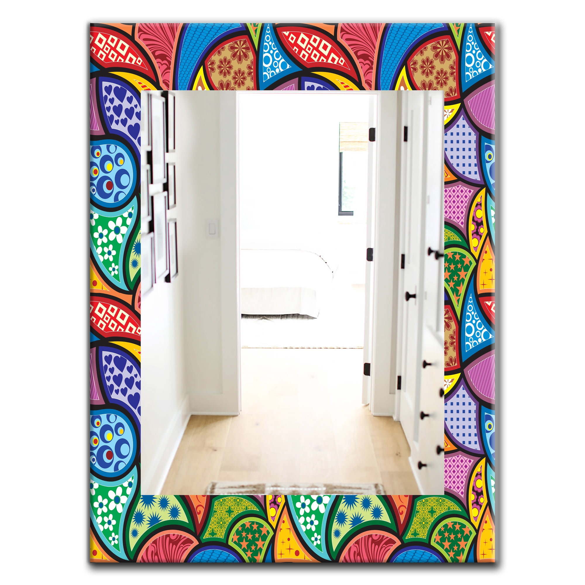 Designart 'Abstract Colorful Pattern' Bohemian & Eclectic Mirror - Wall Mirror