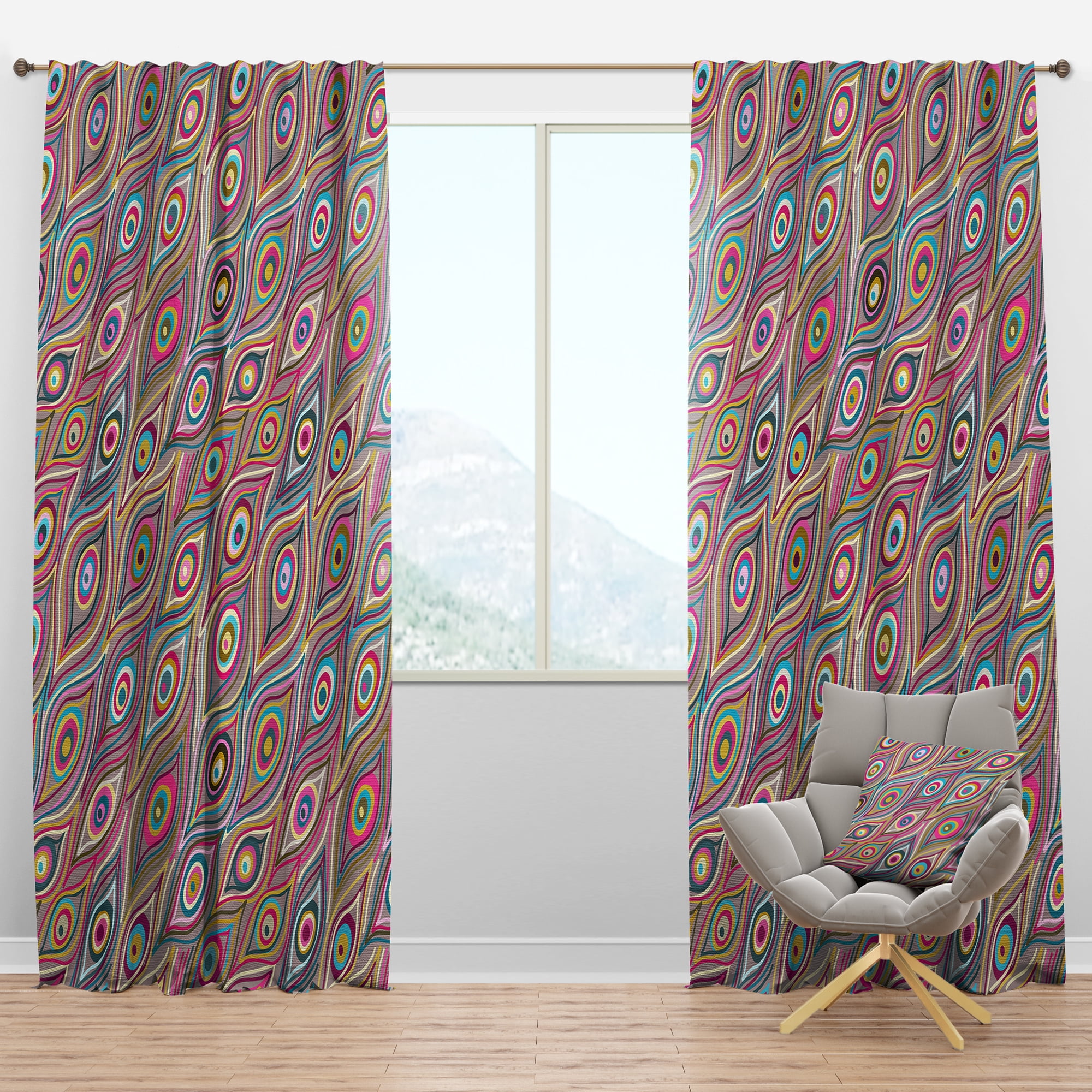 Designart 'Abstract Colorful Pattern I' Modern & Contemporary Blackout Curtain Panel