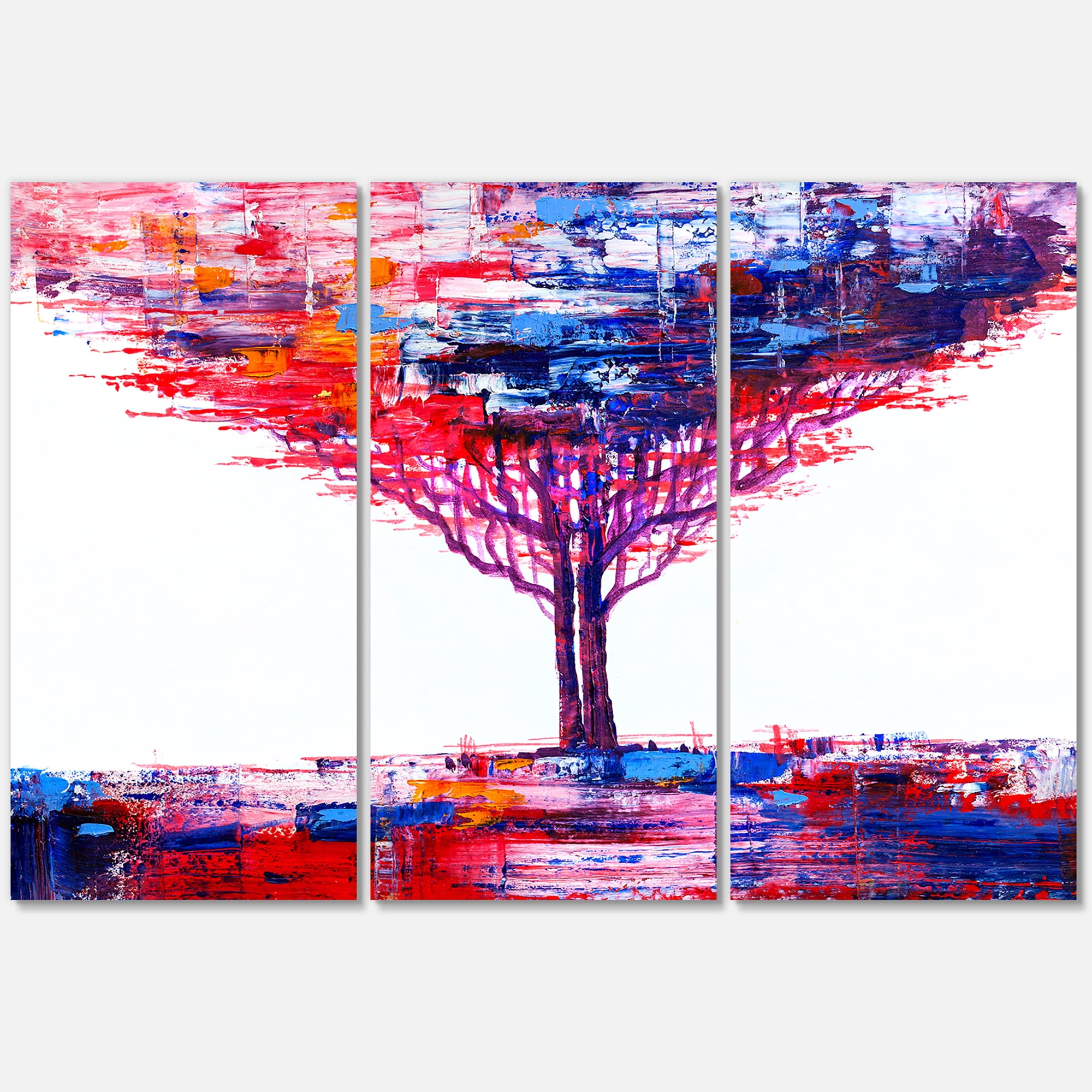 Designart ' Abstract Colorful Tree Impressionist On A White ' Modern Canvas Wall Art Print