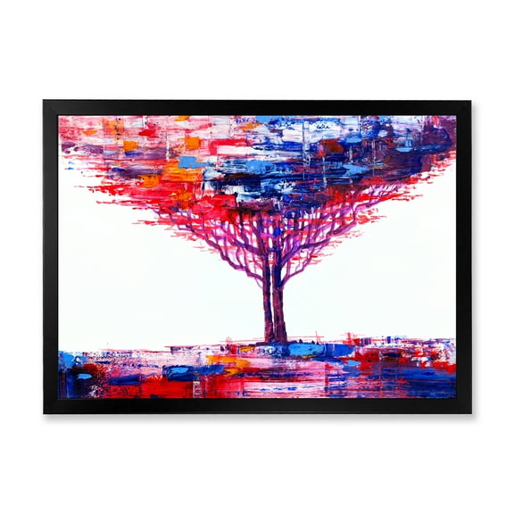 Designart 'Abstract Colorful Tree Impressionist On A White' Modern Framed Art Print