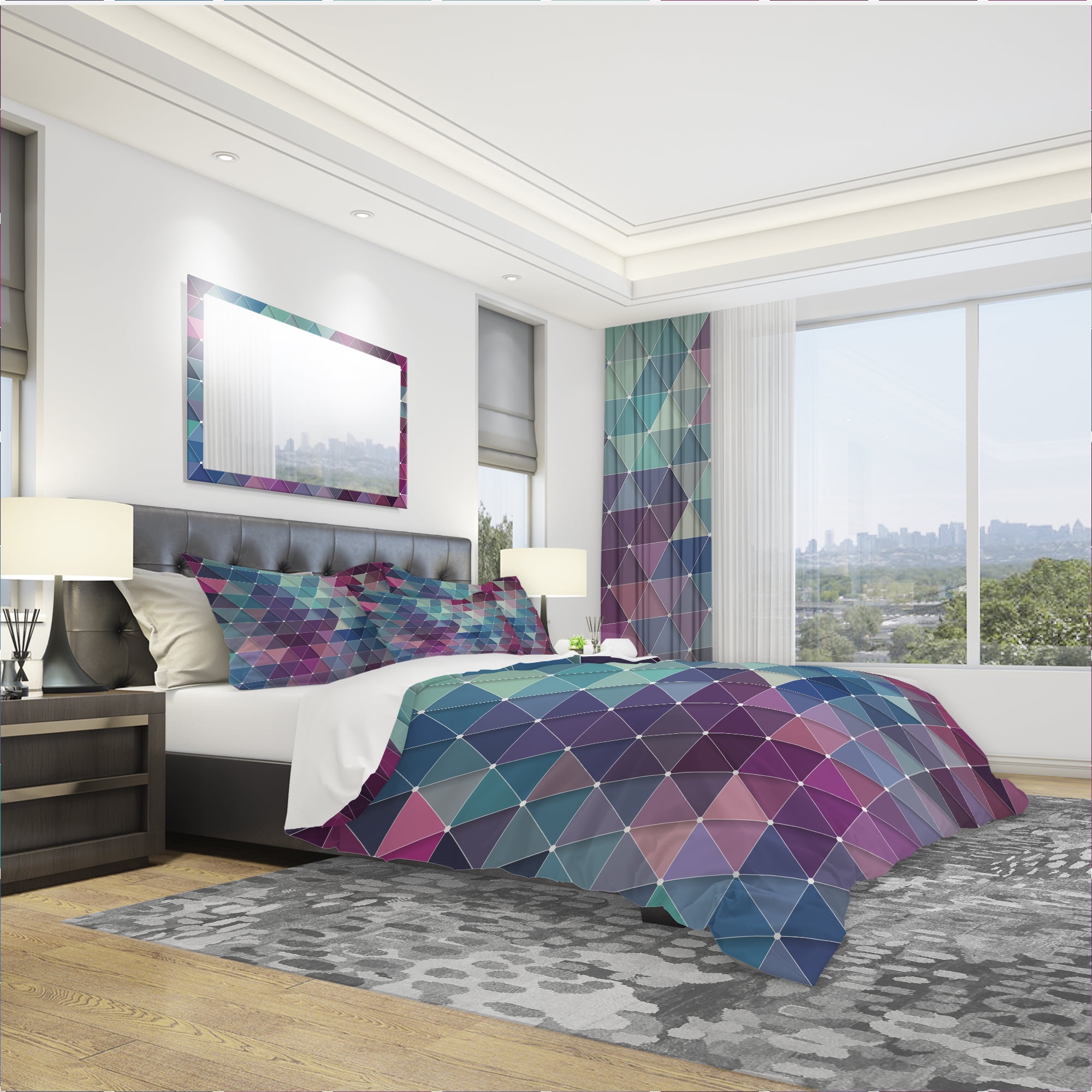 Designart 'Abstract Colorful Triangles' Modern Duvet Cover Set