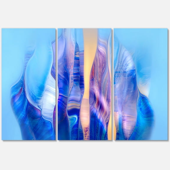 Designart ' Abstract Colorful Twisted Wavy Shape In Motion ' Modern Canvas Wall Art Print