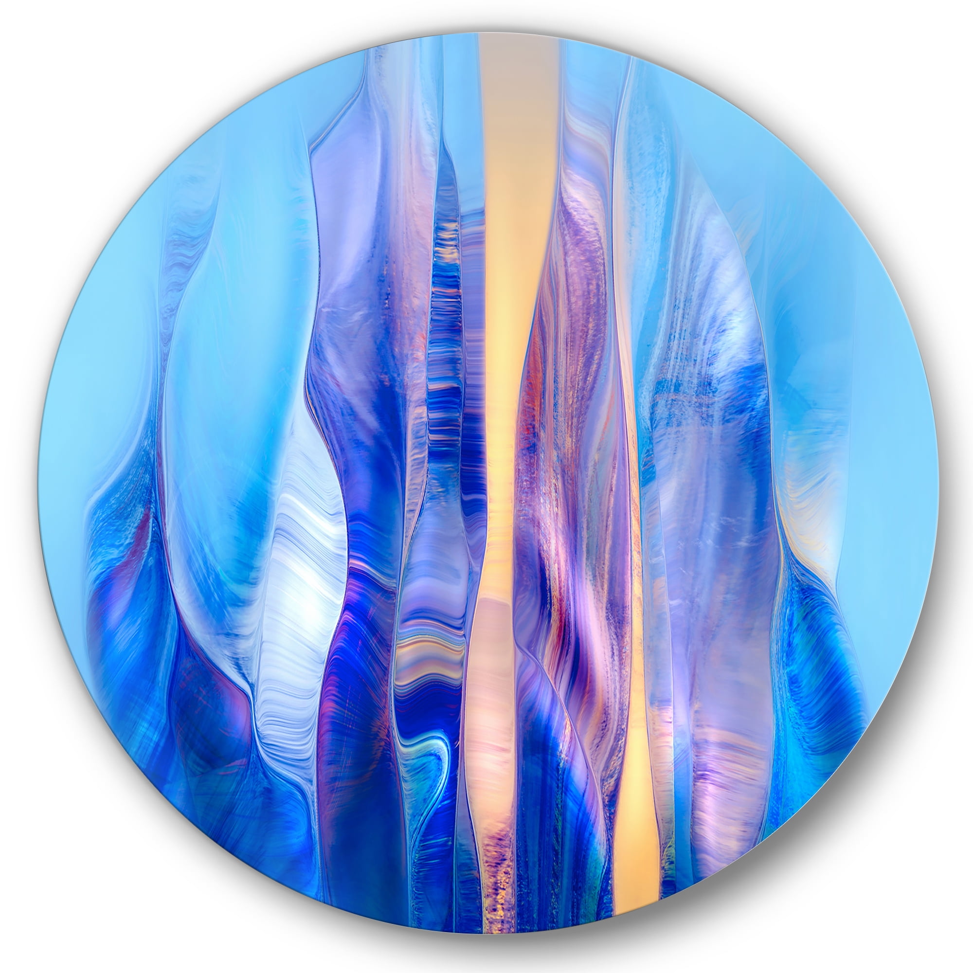 Designart 'Abstract Colorful Twisted Wavy Shape In Motion' Modern Circle Metal Wall Art 11x11 - Disc of 11