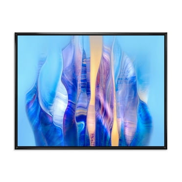 Designart 'Abstract Colorful Twisted Wavy Shape In Motion' Modern Framed Canvas Wall Art Print