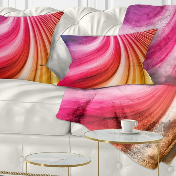 Designart Abstract Colorful Waves - Contemporary Throw Pillow - 12x20