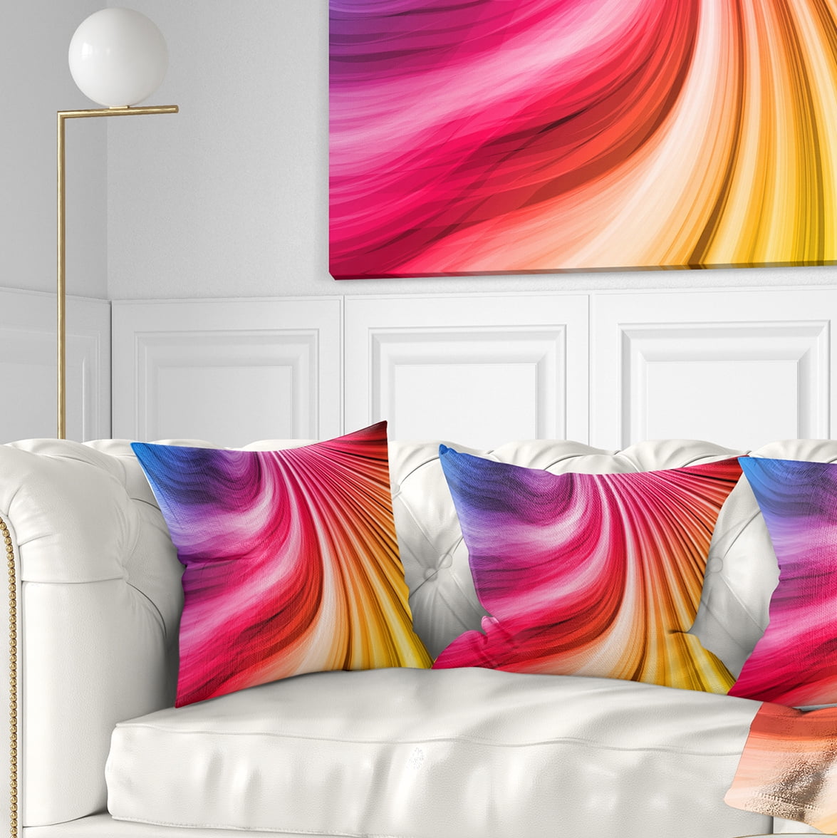 Designart Abstract Colorful Waves - Contemporary Throw Pillow - 18x18