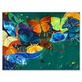 thumbnail image 1 of Designart ' Abstract Colour Butterflies On A Gree ' Modern Canvas Wall Art Print, 1 of 4