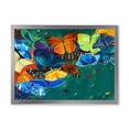 thumbnail image 1 of Designart 'Abstract Colour Butterflies On A Gree' Modern Framed Art Print, 1 of 4