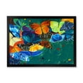 thumbnail image 1 of Designart 'Abstract Colour Butterflies On A Gree' Modern Framed Art Print, 1 of 4