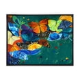 thumbnail image 1 of Designart 'Abstract Colour Butterflies On A Gree' Modern Framed Canvas Wall Art Print, 1 of 5