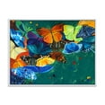 thumbnail image 1 of Designart 'Abstract Colour Butterflies On A Gree' Modern Framed Canvas Wall Art Print, 1 of 5