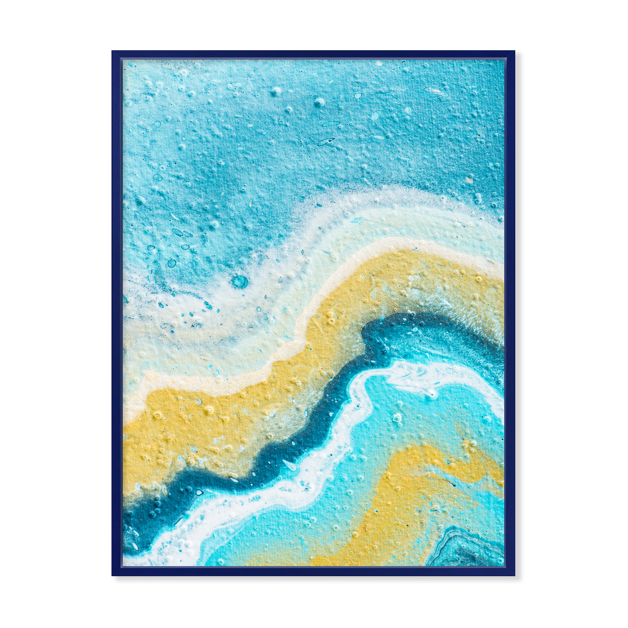Designart 'Abstract Composition In Blue and Yellow VI' Modern Framed Canvas Wall Art Print