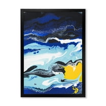 Designart 'Abstract Composition In Blue and Yellow VIII' Modern Framed Art Print