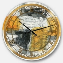 Designart 'Abstract Composition of Glamorous Yellow and Black' Glam wall clock