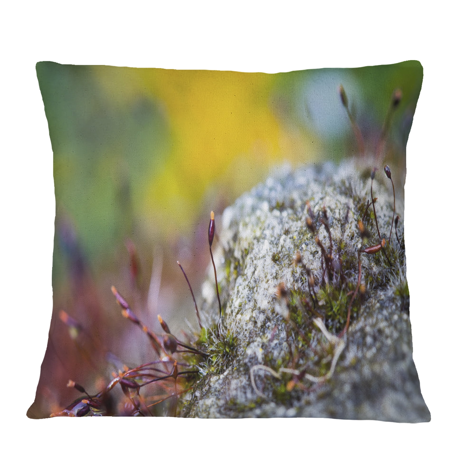 Designart Abstract Composition of Moss Flowers - Modern Landscape Printed Throw Pillow - 16x16