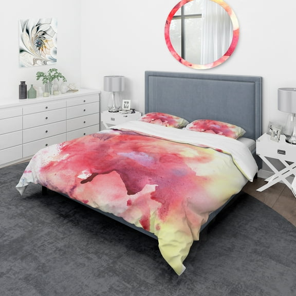 Designart 'Abstract Composition of Pink and Purple' Mid-Century Modern Duvet Cover Set