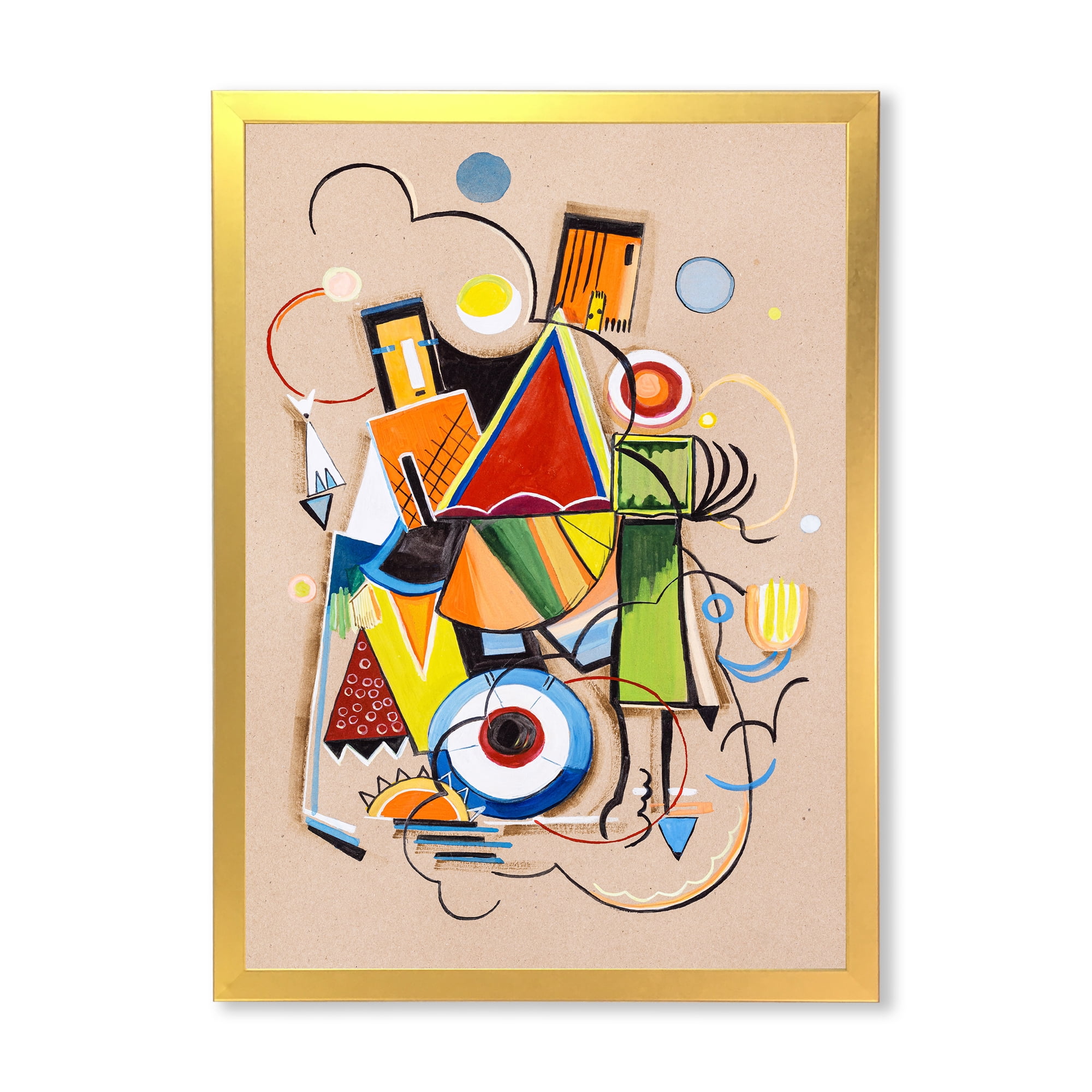 Designart 'Abstract Compositions Of Colored Geometric I' Modern Framed Art Print