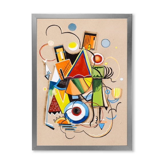 Designart 'Abstract Compositions Of Colored Geometric I' Modern Framed Art Print