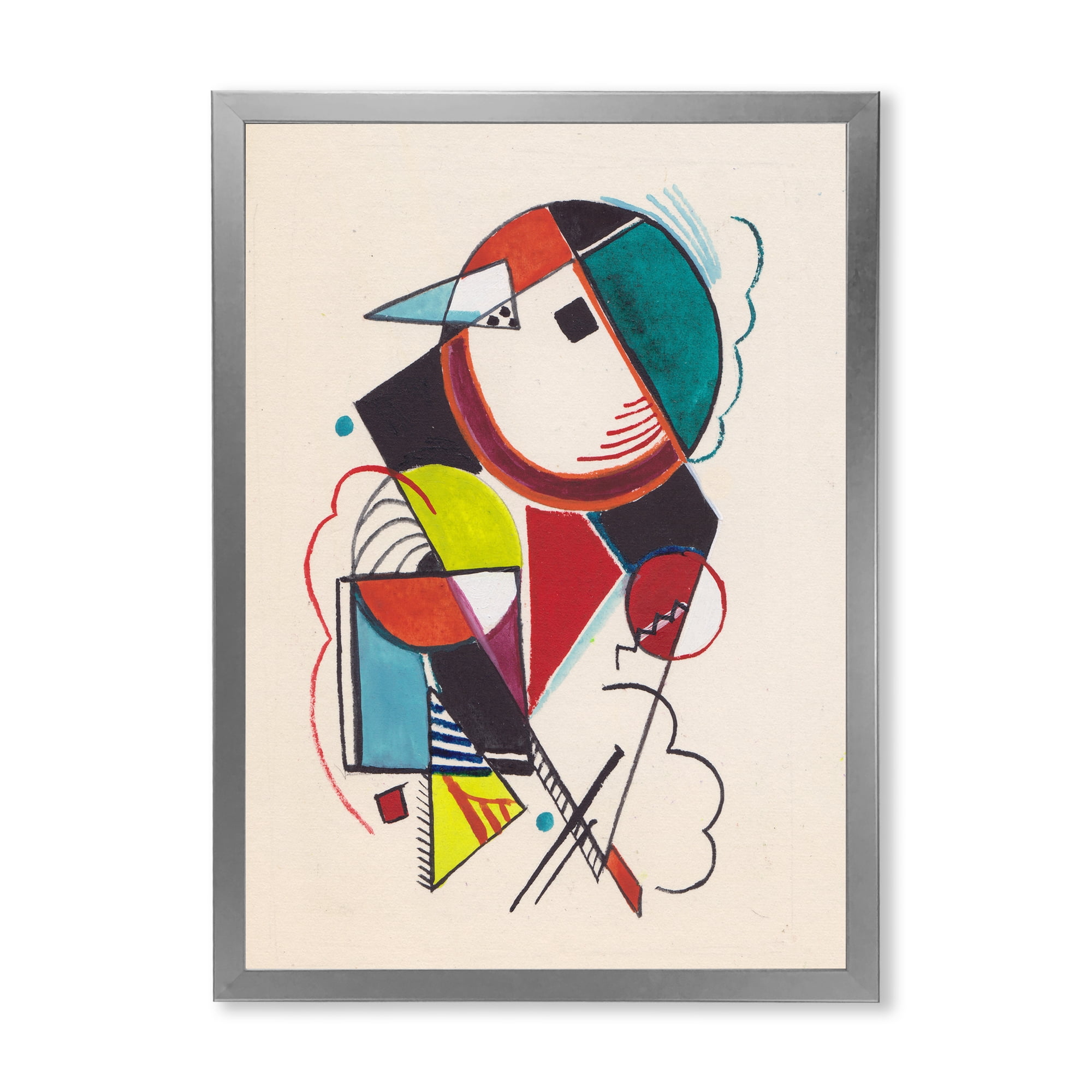 Designart 'Abstract Compositions Of Colored Geometric II' Modern Framed Art Print