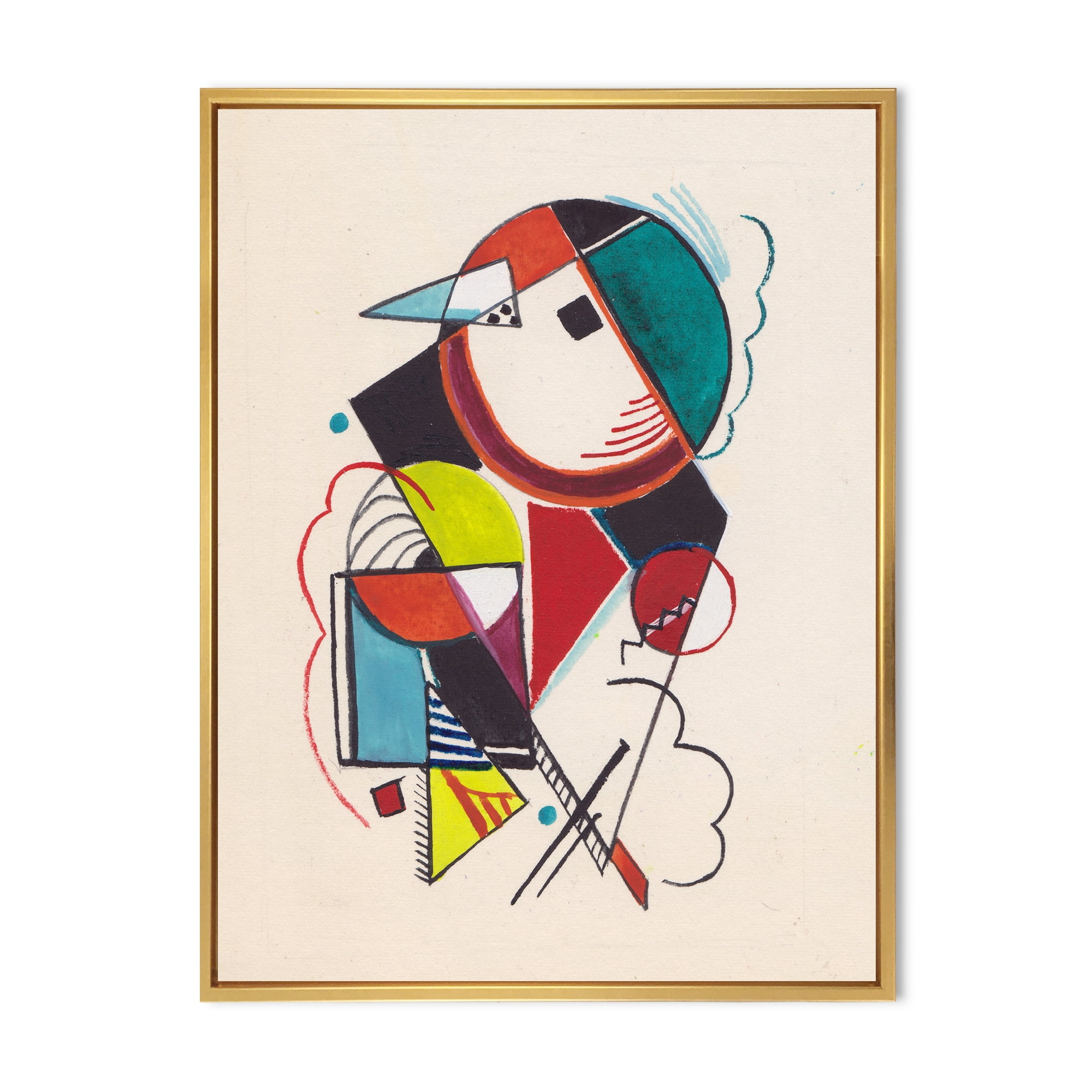 Designart 'Abstract Compositions Of Colored Geometric II' Modern Framed Canvas Wall Art Print