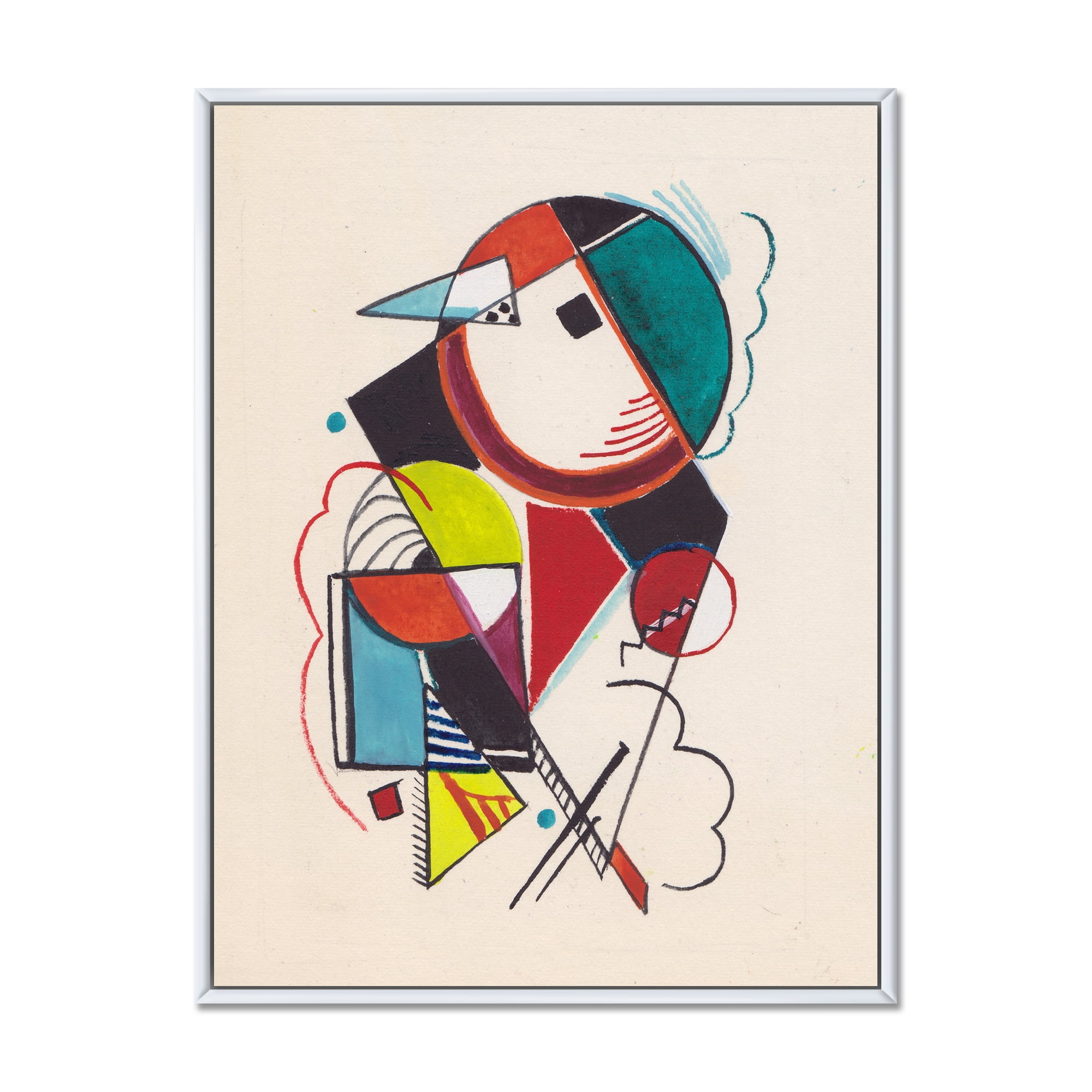 Designart 'Abstract Compositions Of Colored Geometric II' Modern Framed Canvas Wall Art Print