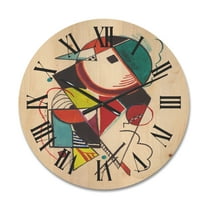 Designart 'Abstract Compositions Of Colored Geometric II' Modern Wood Wall Clock