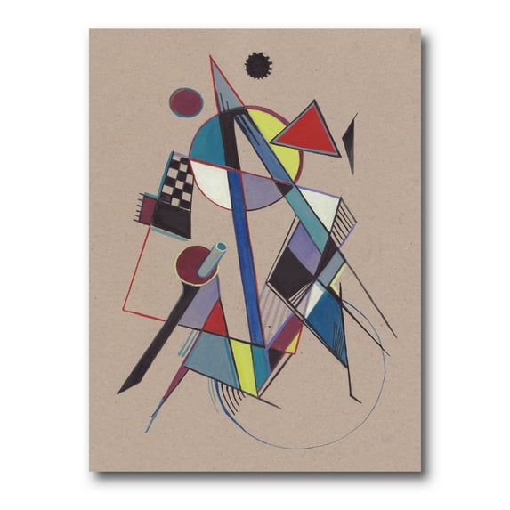Designart ' Abstract Compositions Of Colored Geometric III ' Modern Canvas Wall Art Print