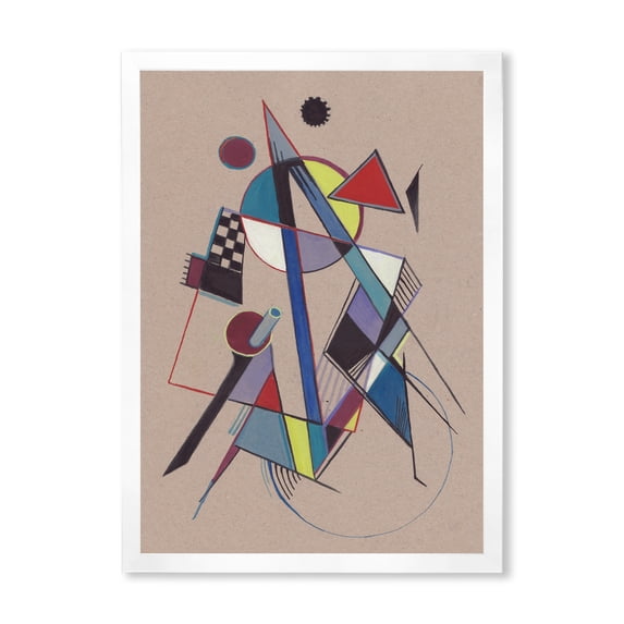 Designart 'Abstract Compositions Of Colored Geometric III' Modern Framed Art Print