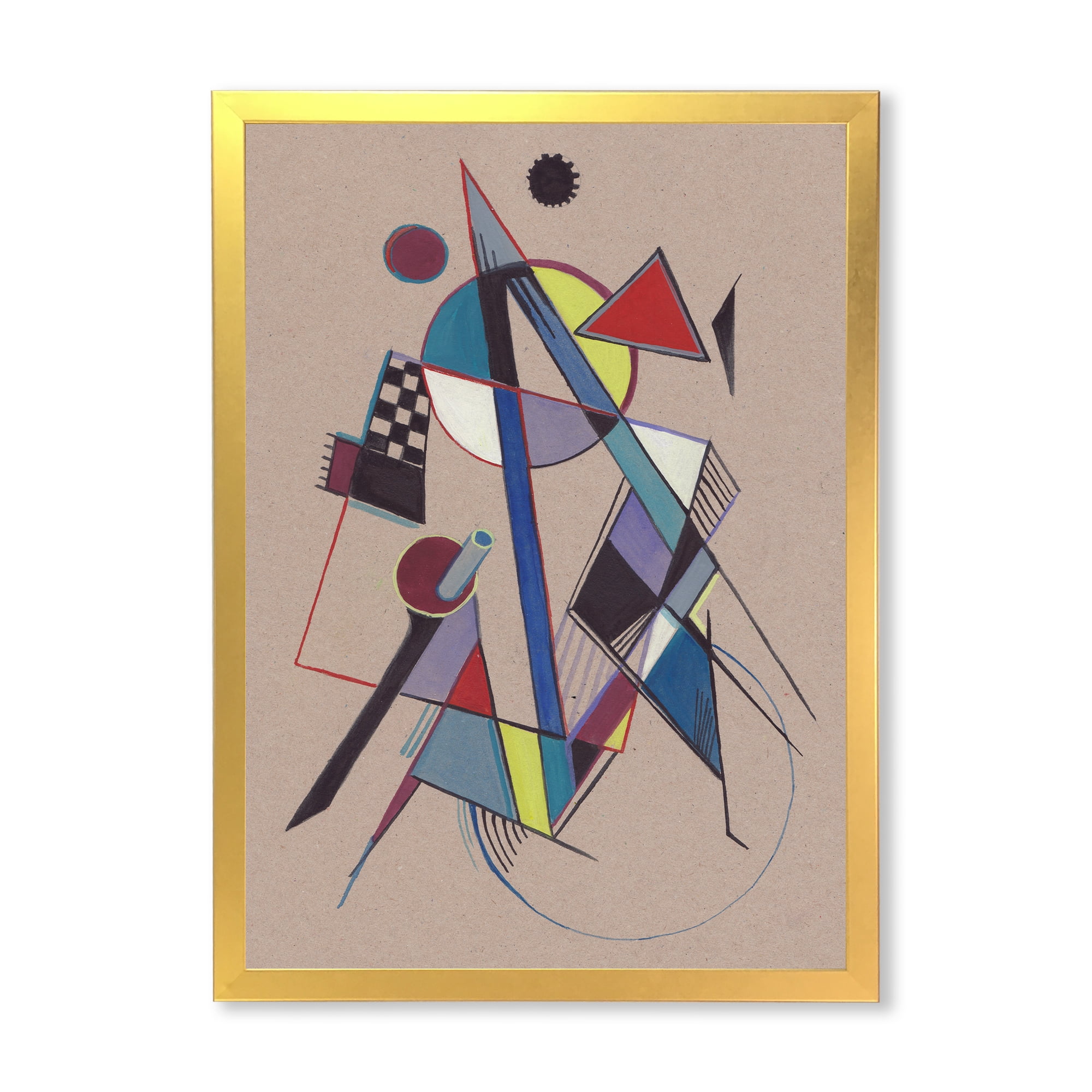 Designart 'Abstract Compositions Of Colored Geometric III' Modern Framed Art Print