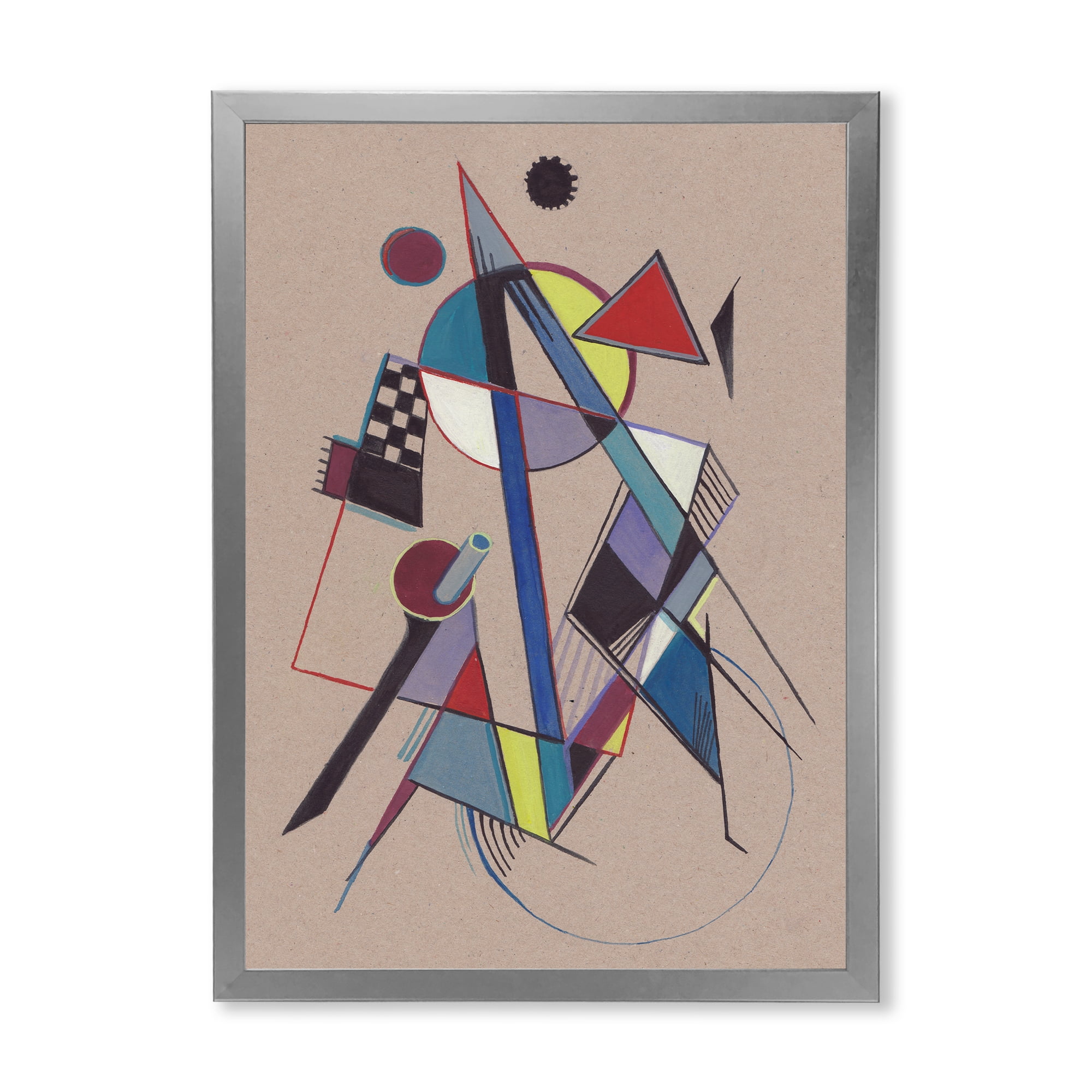 Designart 'Abstract Compositions Of Colored Geometric III' Modern Framed Art Print
