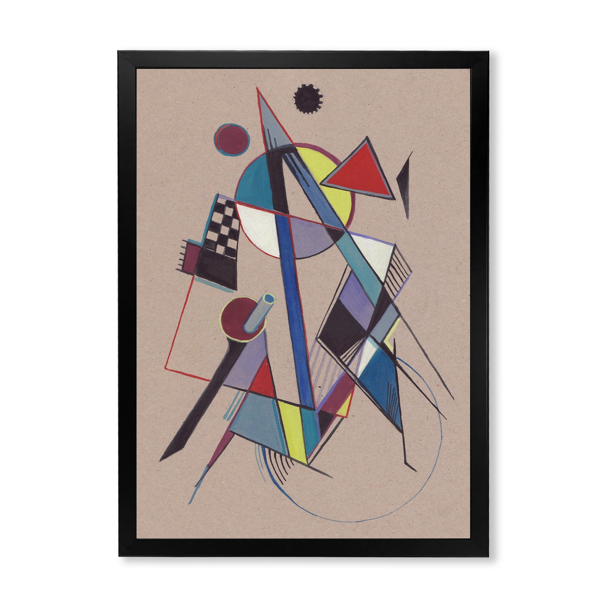 Designart 'Abstract Compositions Of Colored Geometric III' Modern Framed Art Print