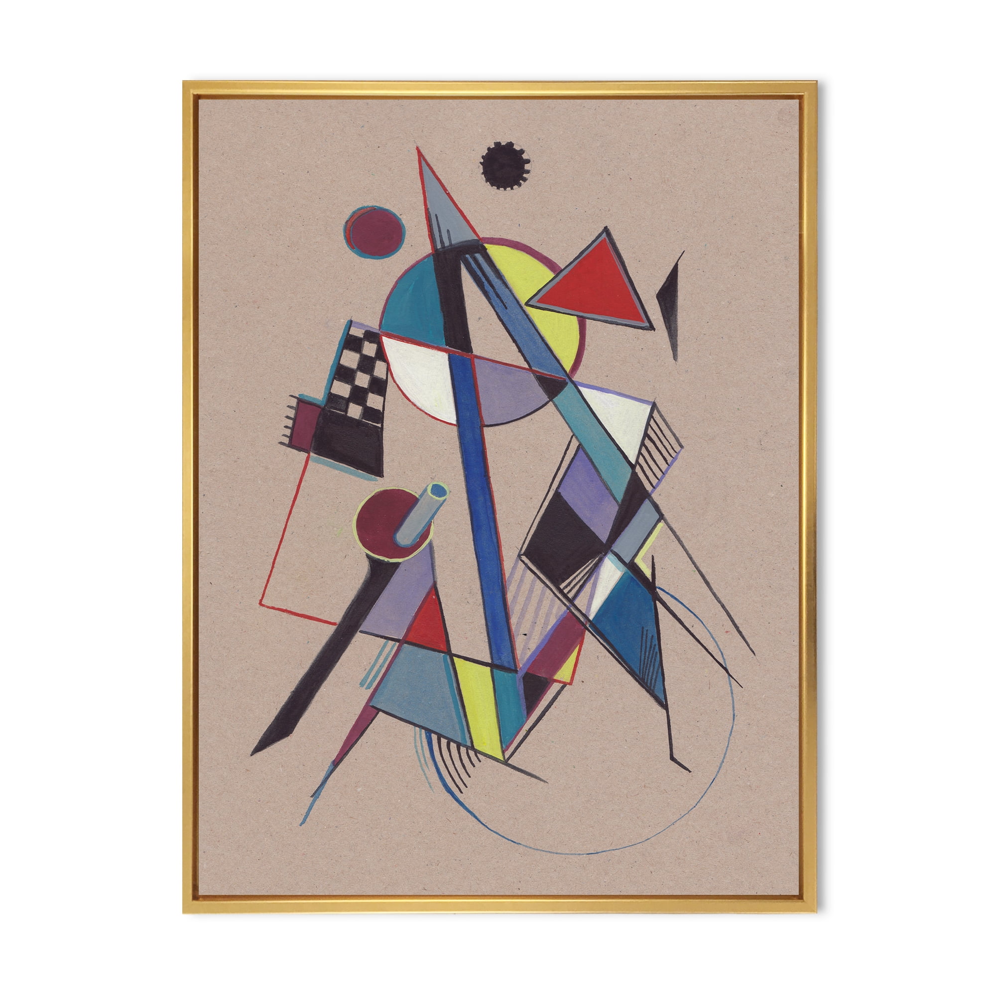 Designart 'Abstract Compositions Of Colored Geometric III' Modern Framed Canvas Wall Art Print
