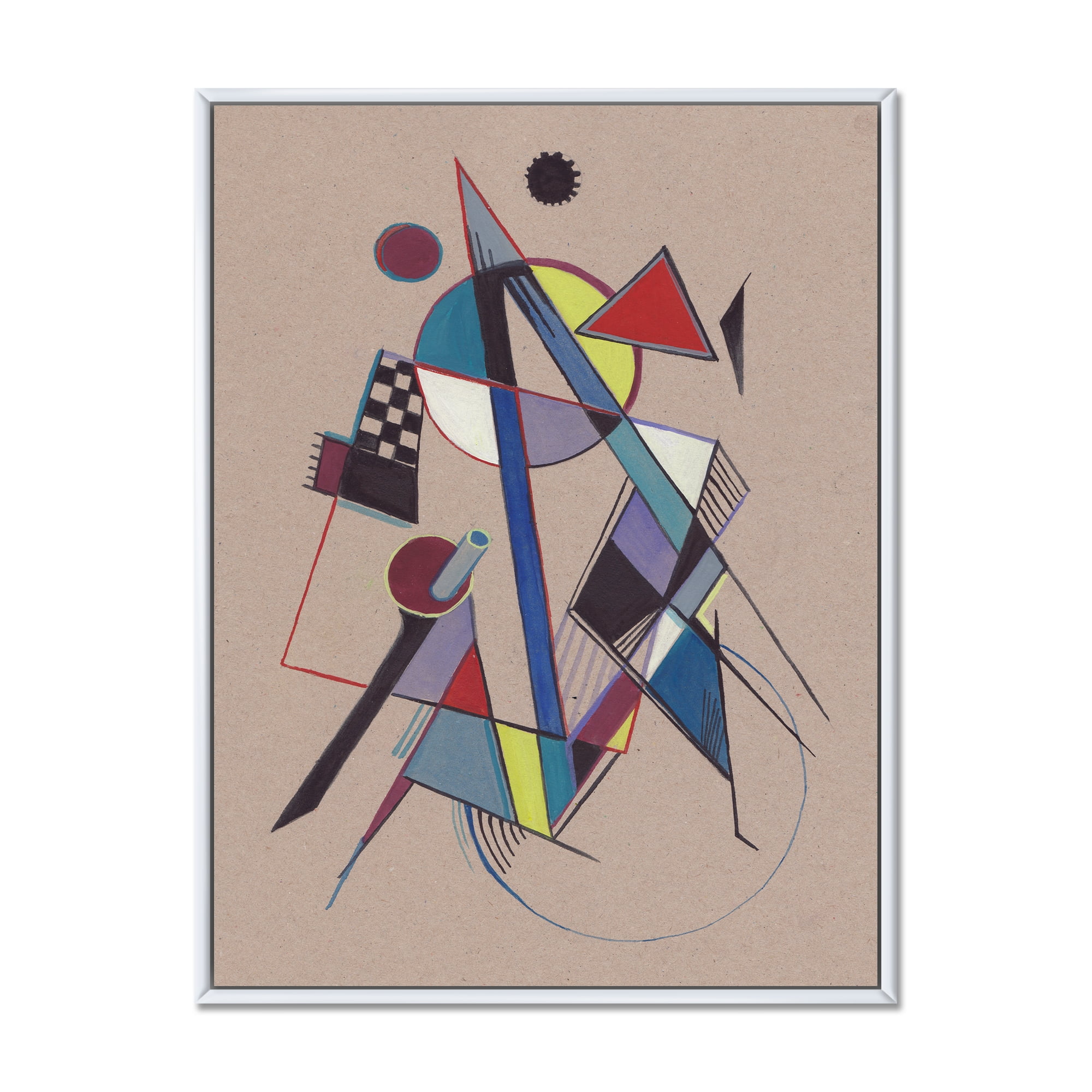 Designart 'Abstract Compositions Of Colored Geometric III' Modern Framed Canvas Wall Art Print